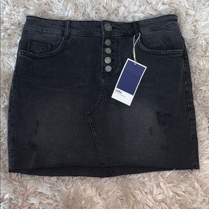Zara black distressed mini skirt